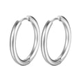 thumbnail image 1 of HUANLEDASH 1 Pair Hoop Earrings Stainless Steel Geometric Elegant Polished Silver Color Metal Circle Earrings Fashion Jewelry, 1 of 1