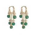 thumbnail image 1 of HUANLEDASH 1 Pair Ladies Earrings Eye-catching Fine Workmanship Tassel Golden Plated Delicate Polishing Dress Up Vibrant Color Green Simulated Emerald Earrings Fashion Jewelry, 1 of 1