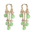 thumbnail image 1 of HUANLEDASH 1 Pair Ladies Earrings Eye-catching Fine Workmanship Tassel Golden Plated Delicate Polishing Dress Up Vibrant Color Green Simulated Emerald Earrings Fashion Jewelry, 1 of 1