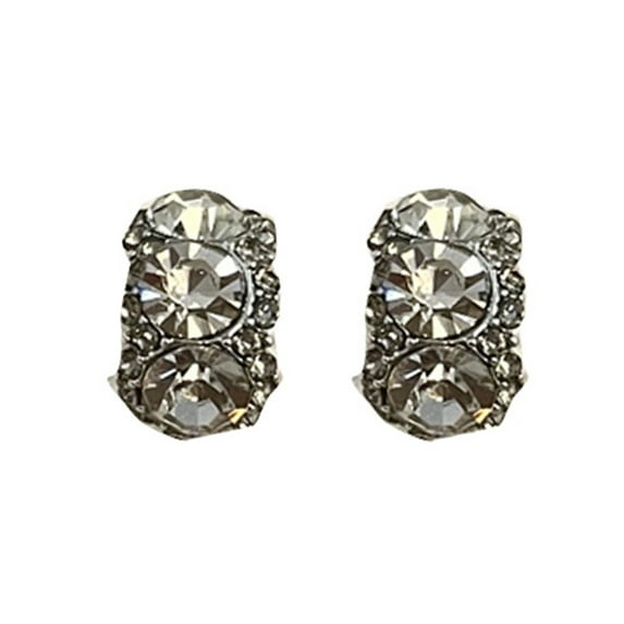 HUANLEDASH 1 Pair Ladies Earrings Rhinestone Inlaid Shiny Light Luxury Chic Unique Dress Up Alloy C Type Dangle Earrings Gift