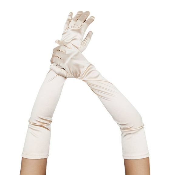 HUANLEDASH 1 Pair Long Gloves Solid Color Super Soft High Elastic Fade-Resistant Wedding Party Women Gloves Ladies Mittens Party Supplies