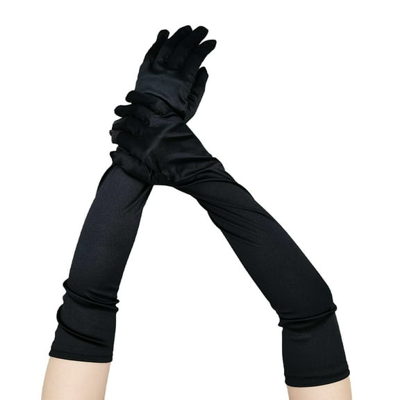 HUANLEDASH 1 Pair Long Gloves Solid Color Super Soft High Elastic Fade-Resistant Wedding Party Women Gloves Ladies Mittens Party Supplies