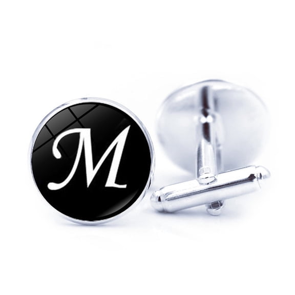 HUANLEDASH 1 Pair Men Cufflinks Letter Pattern Electroplating Smooth Surface Exquisite Craftsmanship Fashion Item Decorate Alloy Men Fashion A-Z Single Alphabet Cufflinks Custom Accessory