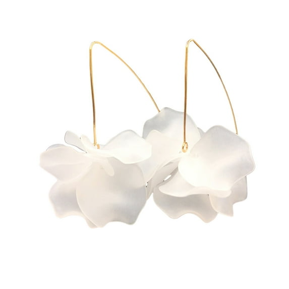 HUANLEDASH 1 Pair Petal Pendant Drop Earrings Long Style Dangle Earrings Women Piercing Hook Earrings Jewelry Gift