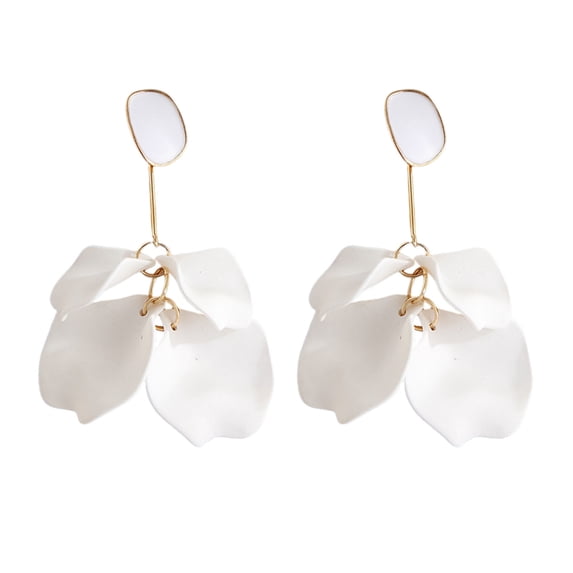 HUANLEDASH 1 Pair Rose Flower Petal Drop Earrings Exaggerated Dangle Earrings Women Piercing Stud Earrings Jewelry Gift