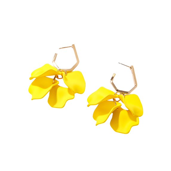 HUANLEDASH 1 Pair Rose Petal Drop Earrings Long Style Exaggerated Dangle Earrings Bright Color Earrings Jewelry Accessories