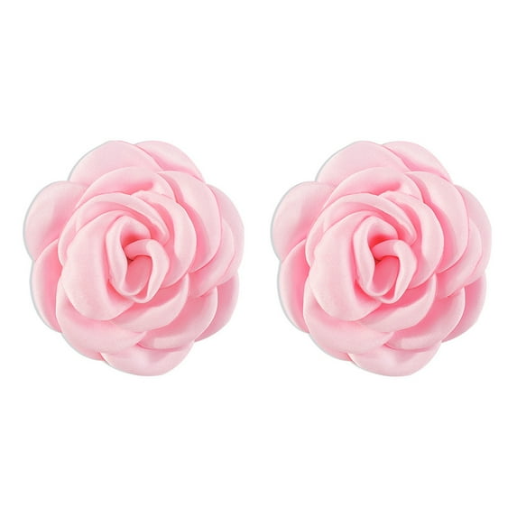 HUANLEDASH 1 Pair Rose Stud Earrings Elegant Camellia Flower Design Solid Color Women Summer Elegant Earring Comfortable Anti-Allergic Party Jewelry