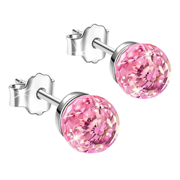 HUANLEDASH 1 Pair Stud Earrings Colorful Rhinestone Round Design Adjustable Fit Ear Studs Sparkling Earrings Ear Accessories