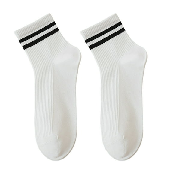 HUANLEDASH 1 Pair Unisex Socks Mid-tube No Odor Striped Solid Color High Elasticity Anti-slip Breathable Soft Sweat-absorption Anti-shrink Sports Cotton Socks