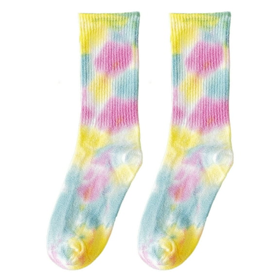 HUANLEDASH 1 Pair Unisex Socks Mid-tube Tie-dye No Odor Thin High Elasticity Anti-slip Sweat-absorption Anti-shrink Sports Four Season Basketball Calf Socks