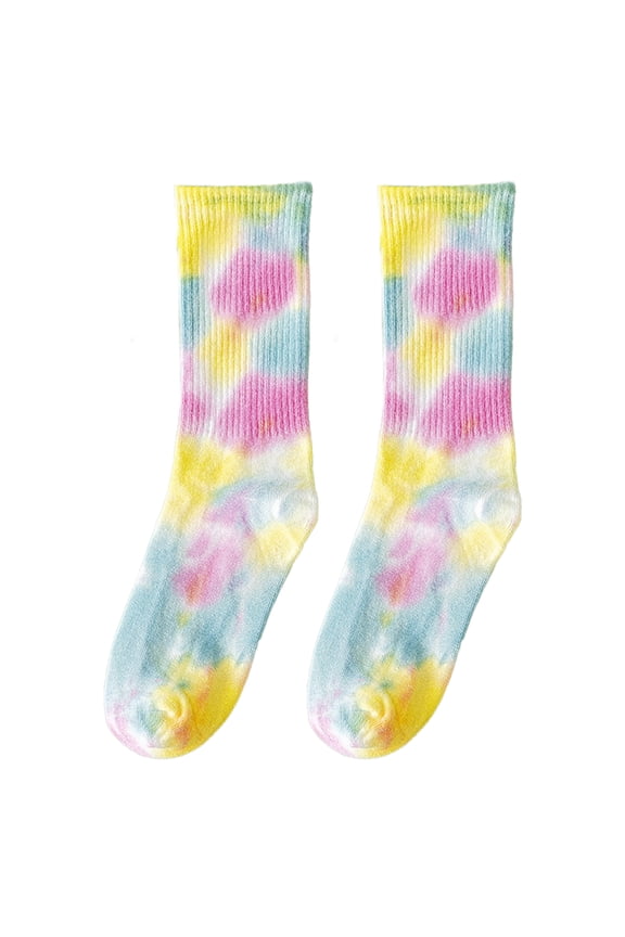 1 Pair Unisex Socks Mid-tube Tie-dye No Odor Thin High Elasticity Anti-slip Sweat-absorption Anti-shrink Sports Four Season Basketball Calf Socks