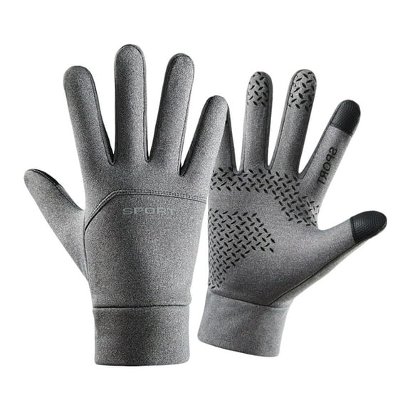 HUANLEDASH 1 Pair Unisex Winter Cycling Gloves Thickened Plush Lined Waterproof Touchscreen Great Grip Palm Anti-slip Cold Weather Driving Skiing Skating Gloves