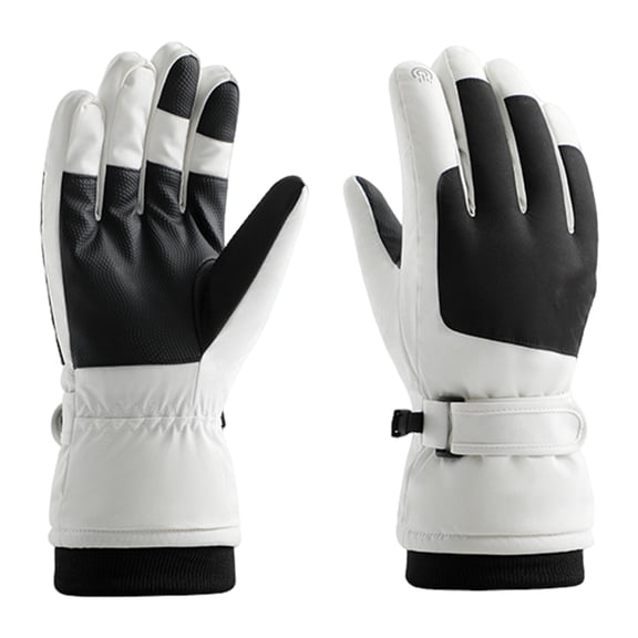 HUANLEDASH 1 Pair Winter Cycling Gloves Touch Screen Unisex Waterproof Windproof Thick Warm Soft Anti-slip Great Friction Palm Outdoor Skiing Riding Gloves