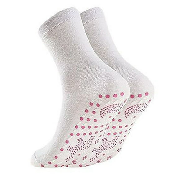 HUANLEDASH 1 Pair Winter Heated Socks Particle Sole Massage Promote Circulation Self-heating Socks Mid-tube High Elasticity Warm Slipper Socks