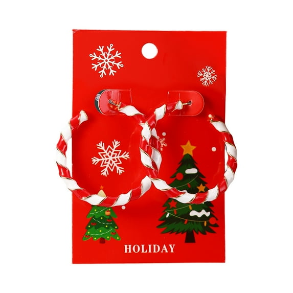 HUANLEDASH 1 Pair Women Christmas Earrings Christmas Tree Elk Santa Bell Shape Rhinestone Decor Hoop Earrings New Year Party Hanging Earrings Lady Jewelry