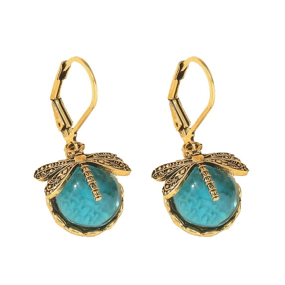 HUANLEDASH 1 Pair Women Dragonfly Decor Leverback Earrings Faux Crystal Drop Earrings Bohemia Dangle Earrings Jewelry Gift