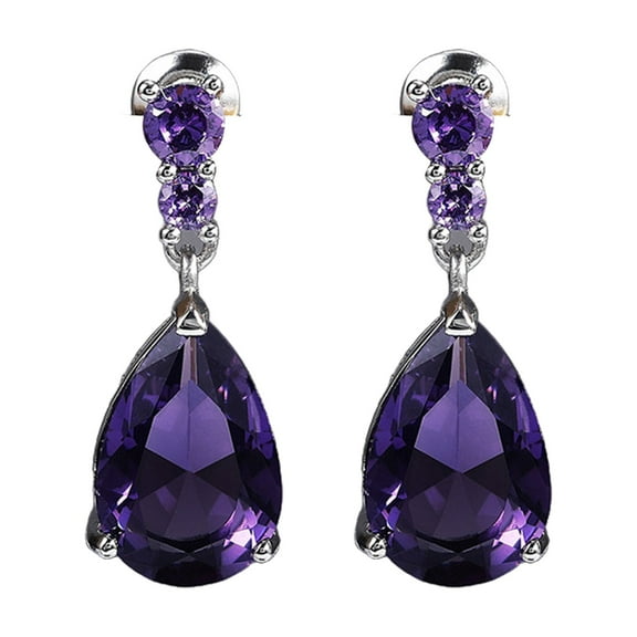 HUANLEDASH 1 Pair Women Drop Earring Water Drop Shape Cubic Zirconia Dangling Earrings Smooth Cutting Reflective Hanging Earrings for Wedding Party Formal Banquet