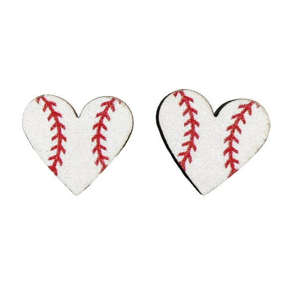 HUANLEDASH 1 Pair Women Ear Studs No Inflammation Print Anti-allergy Lightweight Contrast Colors Ear Decoration Heart Shape Sports Game Baseball Stud Earrings Ear Jewelry