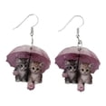 thumbnail image 1 of HUANLEDASH 1 Pair Women Earrings 2D Cat Under Umbrella Shape Acrylic Sweet Style Hanging Earrings Gift for Animal Lovers Dating Daily Party Hook Earrings, 1 of 1