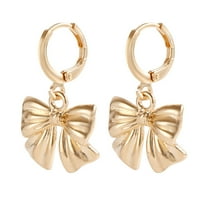 HUANLEDASH 1 Pair Women Earrings Bow Shape Hollow Out Polished Smooth Ear Decoration Jewelry Prom Dating Party Earrings Short Hanging Earrings
