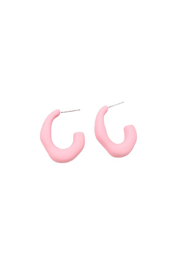 1 Pair Women Earrings Irregular C-shaped Candy Color Smooth Lightweight Ear Jewelry Lady Prom Cocktail Party Ear Hoop