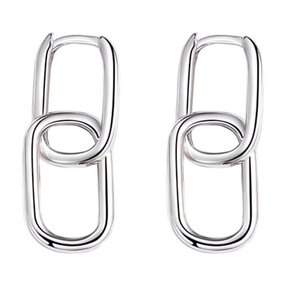 HUANLEDASH 1 Pair Women Earrings Paper Clip Shape Geometric Polished Copper Pure Color Hollow Out Daily Commute Ear Jewelry Short Hanging Earrings