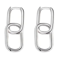 HUANLEDASH 1 Pair Women Earrings Paper Clip Shape Geometric Polished Copper Pure Color Hollow Out Daily Commute Ear Jewelry Short Hanging Earrings