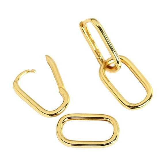 HUANLEDASH 1 Pair Women Earrings Paper Clip Shape Hollow Out Polished Alloy Geometric Bland Style Club Party Commuting Hanging Earrings Ear Jewelry