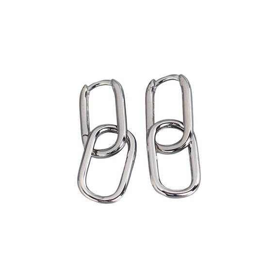 HUANLEDASH 1 Pair Women Earrings Paper Clip Shape Hollow Out Polished Alloy Geometric Bland Style Club Party Commuting Hanging Earrings Ear Jewelry