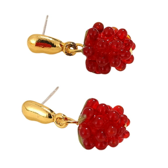 HUANLEDASH 1 Pair Women Earrings Raspberry Artificial Crystal Tassel Hanging Earrings Fruit Hook Earrings Prom Party Dating Ear Jewelry