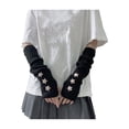thumbnail image 1 of HUANLEDASH 1 Pair Women Gloves Lolita Style Fingerless Knitted Star Patchwork Cool Girl Streetwear JK Party Arm Sleeves Warm Thick Winter Arm Covers, 1 of 1