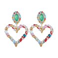 thumbnail image 1 of HUANLEDASH 1 Pair Women Hanging Earrings Large Hollow Heart Colorful Rhinestone Decor Exaggerated Party Club Dating Dangle Earrings Ear Jewelry, 1 of 1