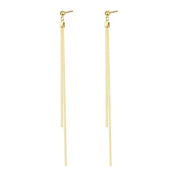 HUANLEDASH 1 Pair Women Hanging Earrings Long Linear Tassel Alloy Electroplated Ear Jewelry Lady Prom Cocktail Party Dangle Earrings