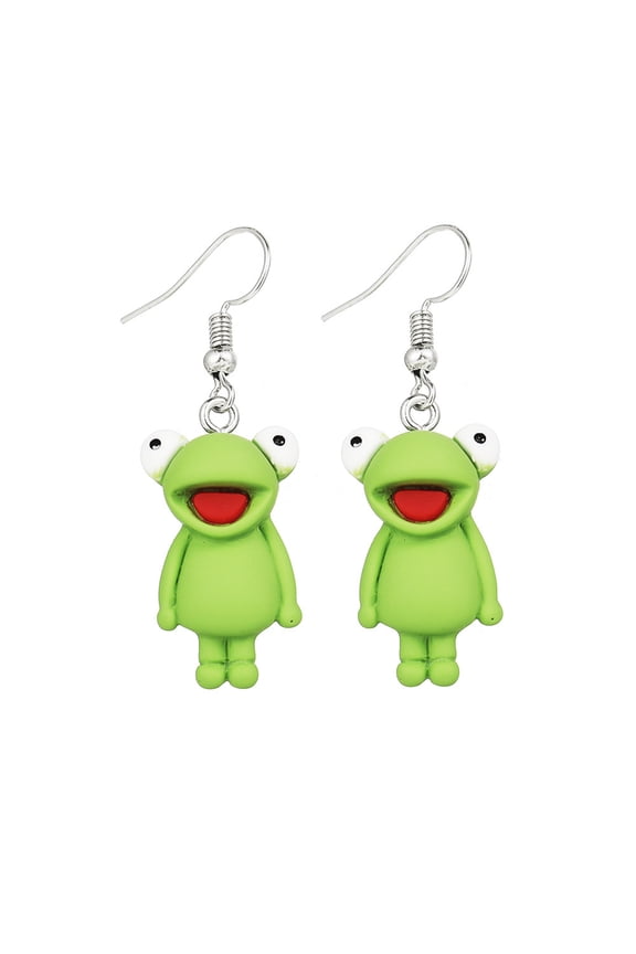 1 Pair Women Hook Earrings Frog Shape Pendant Earrings Vivid Appearance Drop Earrings Lightweight Jewelry Accessories