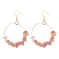 thumbnail image 1 of HUANLEDASH 1 Pair Women Hook Earrings Irregular Natural Stone Electroplated Big Circle Ear Decoration Jewelry Lady Prom Hoop Earring Vacation Party Dangle Earrings, 1 of 1