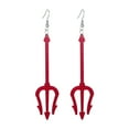thumbnail image 1 of HUANLEDASH 1 Pair Women Hook Earrings Trident Shape Exaggerated Individual Style Dangle Earrings Retro Gothic Hanging Earrings Cosplay Party Ear Jewelry, 1 of 1