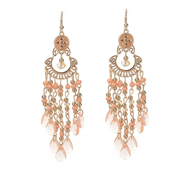 HUANLEDASH 1 Pair Women Hook Earrings Vintage Ethnic Style Exaggerated Hollow Out Beads Waterdrop Shape Bohemian Ear Decoration Jewelry Vacation Earrings Hanging Earrings