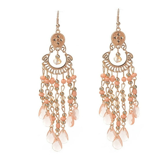 HUANLEDASH 1 Pair Women Hook Earrings Vintage Ethnic Style Exaggerated Hollow Out Beads Waterdrop Shape Bohemian Ear Decoration Jewelry Vacation Earrings Hanging Earrings