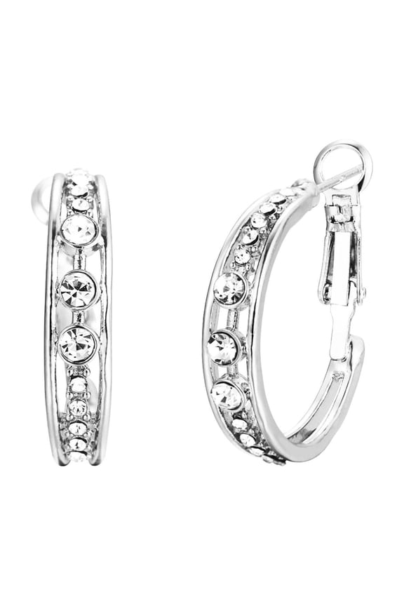 1 Pair Women Hoop Earrings Rhinestones Inlaid Hollow Design C-Shaped Earrings Exquisite Lightweight Earrings Jewelry Gift