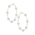 thumbnail image 1 of HUANLEDASH 1 Pair Women Large Hoop Earrings Faux Pearl Round Circle Exaggerated Style Party Prom Formal Occasion Ear Hoop Ear Jewelry, 1 of 1