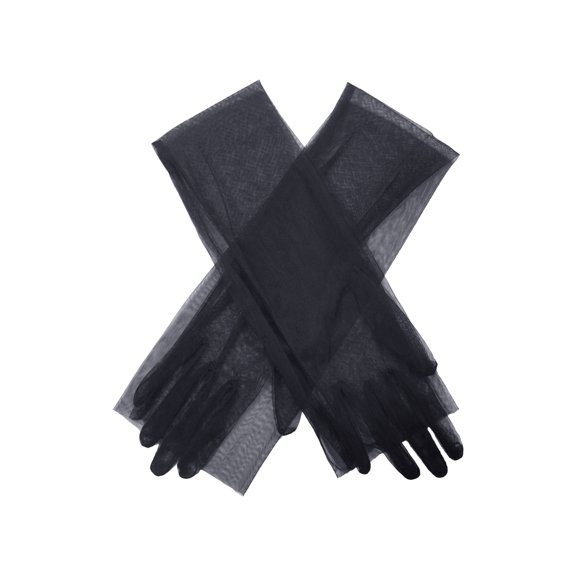 HUANLEDASH 1 Pair Women Prom Arm Covers See-through Mesh Thin Pleated Five Finger Literary Style Performances Bride Wedding Photo Prop Arm Cuffs