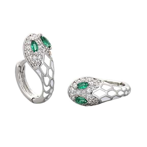 HUANLEDASH 1 Pair Women Small Hoop Earrings Shiny Rhinestones Inlaid Snake Shape Ear Clips Earrings Jewelry Gift