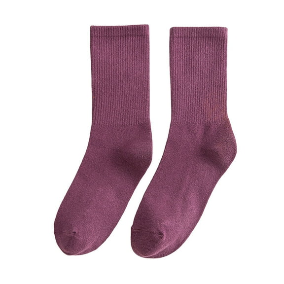 HUANLEDASH 1 Pair Women Socks Mid-tube Japanese Style Solid Color High Elasticity Anti-slip Thickened Soft Warm Sweat-absorption Anti-shrink Sports Socks