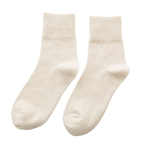 HUANLEDASH 1 Pair Women Socks Mid-tube Japanese Style Solid Color High Elasticity Anti-slip Thickened Soft Warm Sweat-absorption Anti-shrink Sports Socks