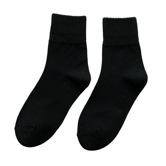 HUANLEDASH 1 Pair Women Socks Mid-tube Japanese Style Solid Color High Elasticity Anti-slip Thickened Soft Warm Sweat-absorption Anti-shrink Sports Socks