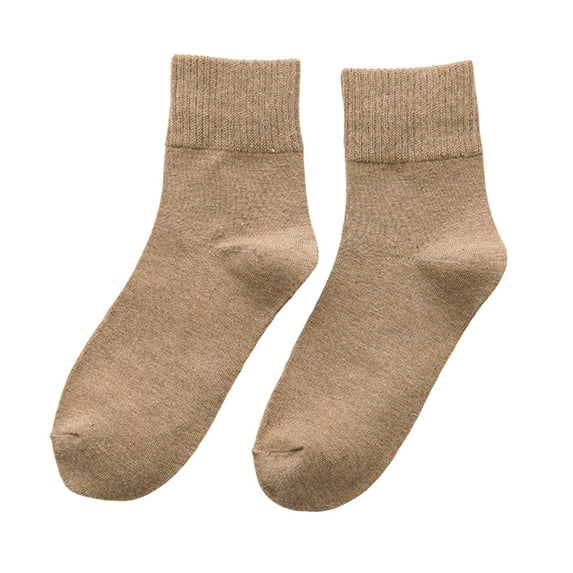 HUANLEDASH 1 Pair Women Socks Mid-tube Japanese Style Solid Color High Elasticity Anti-slip Thickened Soft Warm Sweat-absorption Anti-shrink Sports Socks