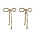 thumbnail image 1 of HUANLEDASH 1 Pair Women Stud Earrings Rhinestone Bow Tassel Earrings Bowknot Long Tassel Earrings Jewelry Accessories, 1 of 1