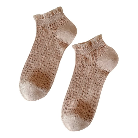 HUANLEDASH 1 Pair Women Summer Spring Socks Thin Mesh Shirring Low-cut Solid Color High Elasticity Anti-slip Sweat-absorption Anti-shrink Daily Socks