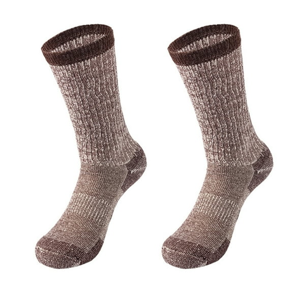 HUANLEDASH 1 Pair Women Winter Socks Mid-tube Cotton Socks Elastic Rib Cuffs Socks for Hiking Sports Machine Washable Keep Warm Anti-slip Daily Stockings