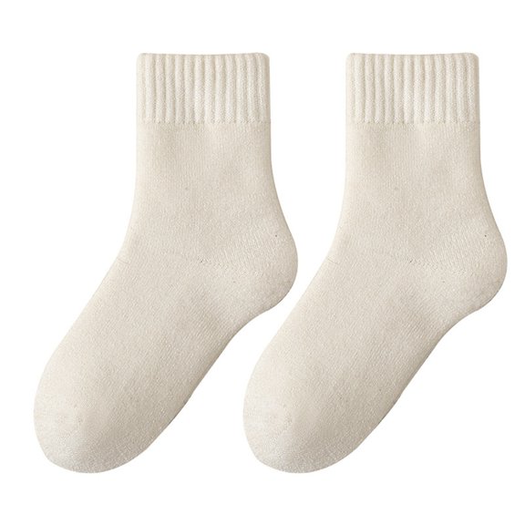 HUANLEDASH 1 Pair Women Winter Socks Mid-tube Thickened Warm Soft Plush No Odor Solid Color High Elasticity Anti-slip Sweat-absorption Anti-shrink Sports Socks
